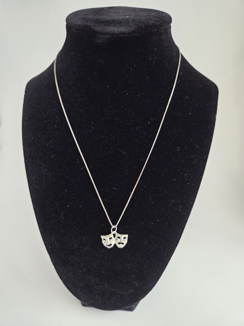 Sterling Silver Theater Mask Pendant Necklace